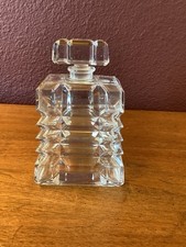 Vintage Art Deco Style Geometric Faceted Clear Crystal Perfume Bottle 200cc picture