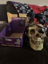 Gemmy  Halloween  Light-up & Musical Skull Dancing Black Roses,  Skull Works picture