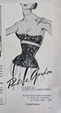 1951 Women's Pauline Gordon Black Lace Gempere Waist Nipper Bra Vintage ad picture