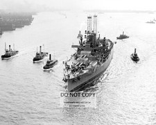 USS WYOMING (BB-32) DEPARTING BROOKLYN NAVAL YARD 1912 - 8X10 PHOTO (EE-254) picture