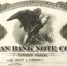 Antique š¦
1920s-60s American Bank Note Co Stock Certificate NY Eagle Green picture