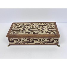 Vintage 1960s Mid Century Tapestry Walnut Jewelry Box picture