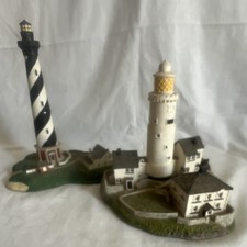 Danbury Mint Historic Lighthouses Resin Sculptures Set of 2 Cape Hatteras Start picture
