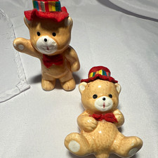 Vintage Ceramic Teddy Bears with  Red Hats picture