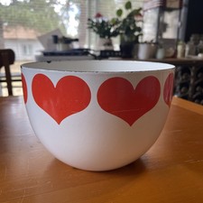 Vintage 1960s Arabia Finel Finland Enamel Heart Bowl Kaj Franck 8