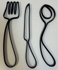 Vintage MCM Metal Fork Spoon Knife Decorative Mid Century Modern Utensils 50s picture