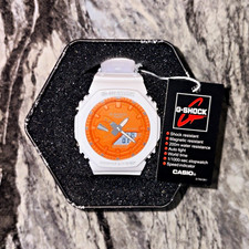 Casio G-Shock Analog/Digital Orange Dial White Resin Quartz 200m w/ Box picture