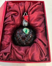 Waterford Ruby Red Ball Annual Cased Crystal Cut to Clear Ornament 2013 #161066 picture