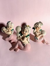 Vintage TILSO Ceramic Mermaid Wall Plaques Figurines SET OF 3 🌴 So Cute 🐙 picture