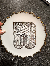 Bradley Exclusives Japan 50th Anniversary Gold Trim Ceramic Plate from 1950-1960 picture