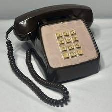 Vintage GTE Automatic Electric Push Button Landline Telephone Brown picture