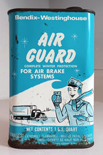 VINTAGE BENDIX-WESTINGHOUSE AIR GUARD FOR AIR BRAKE SYSTEMS 1 QUART CAN GRAPHICS picture