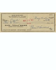 Moe Howard Reproduction Cancelled Check and 8 x 10 Photo picture