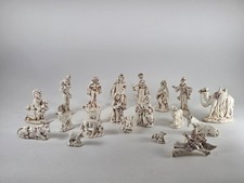 Nativity Set Ceramic 20 Piece Vintage Christmas Nativity Scene Cream & Gold picture