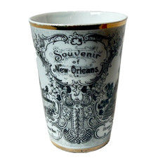NEW ORLEANS LA Louisiana ANTIQUE CHURCH - STATUE Souvenir TRINKET CHINA CUP  picture