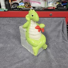 Rare Godzilla Cookie Jar Caricature Made In Japan Ceramic Resting & Eating Plane picture