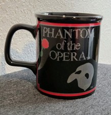 VTG 1988 Phantom of the Opera Broadway Musical 10oz Mug Black w/ Rose & Mask   picture