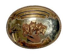 Vtg Comstock Rodeo Queen Cowboy Horse Sterling Silver Western Trophy Belt Buckle picture