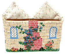 Rare Vintage Handmade Fabric Panel Childrens Story Book Country Mice in Cottage picture