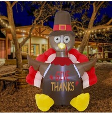 ATDAWN 6 Foot Thanksgiving Inflatable Turkey, Perfect Thanksgiving Autumn LED picture