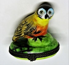 LIMOGES FRANCE BOX - PARRY-VIEILLE - VINTAGE OWL & FENCE - PV picture
