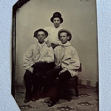 Antique Tintype Photograph Charming Young Man & Woman Working Class Occupational picture