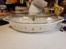Vintage Pyrex Constellation Cinderella Divided Casserole Dish 1.5 qt With Lid picture