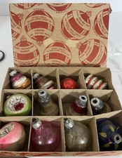 VTG Box 12 George Franke Glass Christmas Ornaments  Estate Clean out Need TLC picture