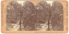 COLORADO STEREOVIEW - Ouray - Box Canon - Siren Gorge - Keystone c1901 picture