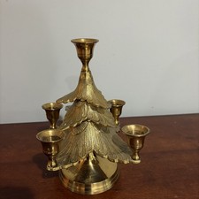Vintage Solid Brass Candleholder Made in India Christmas Tree picture