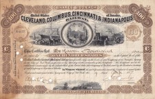 1877 Cleveland Columbus Cincinnati & Indianapolis Railroad capital stock picture