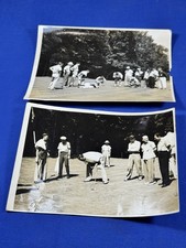 2 Vintage Glossy B&W Photos ~ BABE RUTH on Putting Green ~ Lining Up & Missing picture