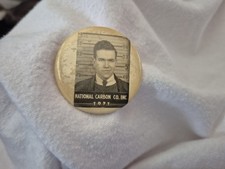 VINTAGE WW11 ERA? NATIONAL CARBON CO. EMPLOYEE PIN BADGE WITH PHOTO picture