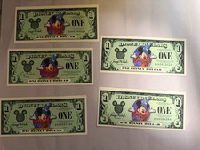 Disney $1 Disney Dollars Notes 2001 Mickey Mouse Sorcerer Series Lot of 5 picture