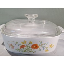 Vintage Corning Ware Wildflower A-2-B 2 Quart Casserole Dish Pyrex A-9-C Lid picture