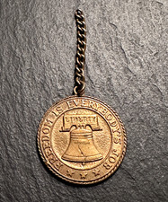 VINTAGE AMERICAN STEEL RETURN TAG WITH LIBERTY BELL