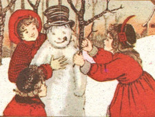 Vintage Postcard Christmas Joys Christmas Wishes Children Snowman picture