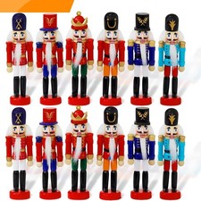 12PCS Wooden Nutcracker Christmas Ornaments Set - Festive Hanging Decorations picture