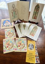 1950s Lot of 10 Greeting Cards Unused Get Well Christmas Catholic Mary Jesus Vtg picture