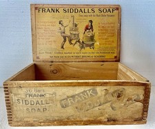 FRANK SIDDALLS ANTIQUE WOOD SOAP BOX TOP LID PAPER ADVERTISING LABELS C1890 picture