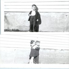 ID'd x2 LOT c1940s Claude Potts Jr. Roberta Green Snapshot Photos Children Hug picture