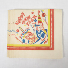 15 Vintage Happy New Year Party Paper Napkins 1940s picture