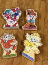 4 vintage 1984 The Get Along Gang wooden refrigerator magnets American Greeting picture