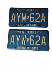1979-1985 Era New Jersey Garden State Blue License Plate Set Pair AYW 62A picture