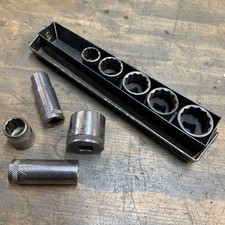 Vintage Craftsman Circle H 3/8 Drive 12pt SAE Sockets w/ Metal Tray Plus Extras  picture