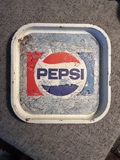 Vintage 1970's Pepsi Metal Serving Tray, Pepsi on Ice Square 13.25 x 13.25 picture