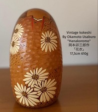 Usaburo Okamoto Hanakoromo Kokeshi Doll 17.5cm Wood Collectible 15+ picture