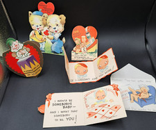 Vintage Valentine's Cards Die Cut 1940's-1950 - Lot of 5 Cards & 1 envelope picture