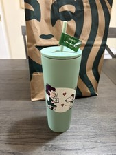 New Starbucks Peanuts Snoopy & Lucy Green Reusable Tumbler w/ Straw  picture
