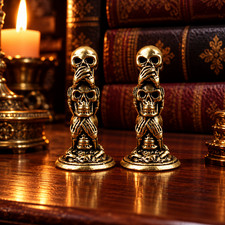 Brass Skeleton Monster Death Ghost Ornament Halloween CUTE GIFT Spooky DECOR Boo picture